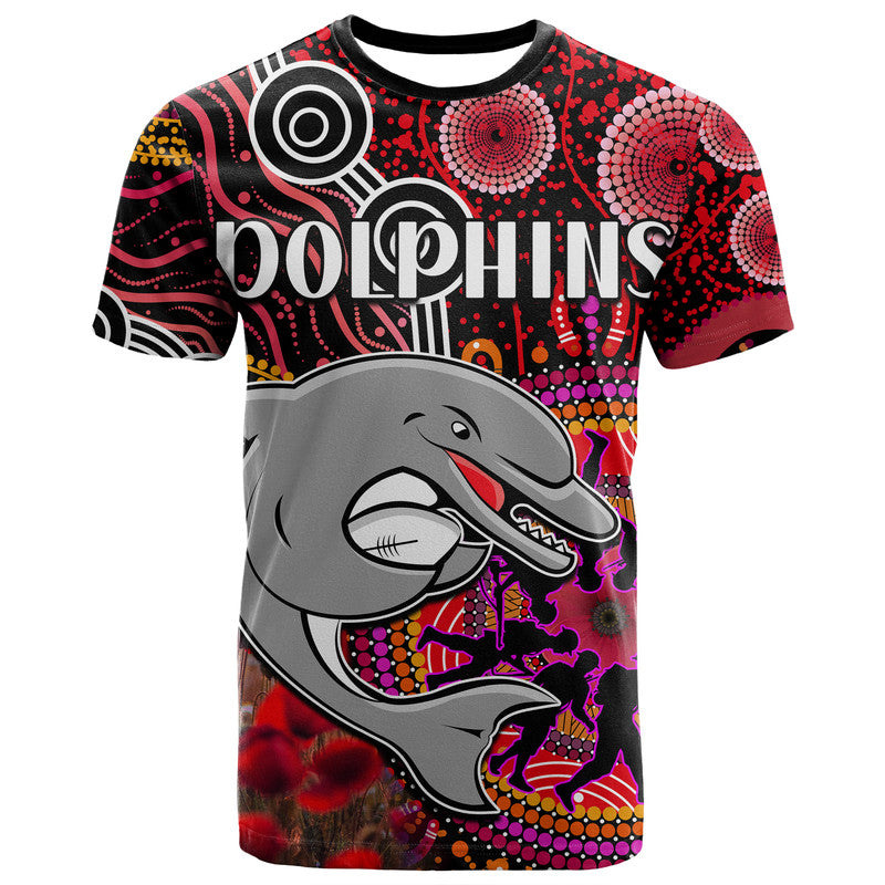 custom-personalised-dolphins-rugby-anzac-t-shirt-aboriginal-military-and-poppy-flowers