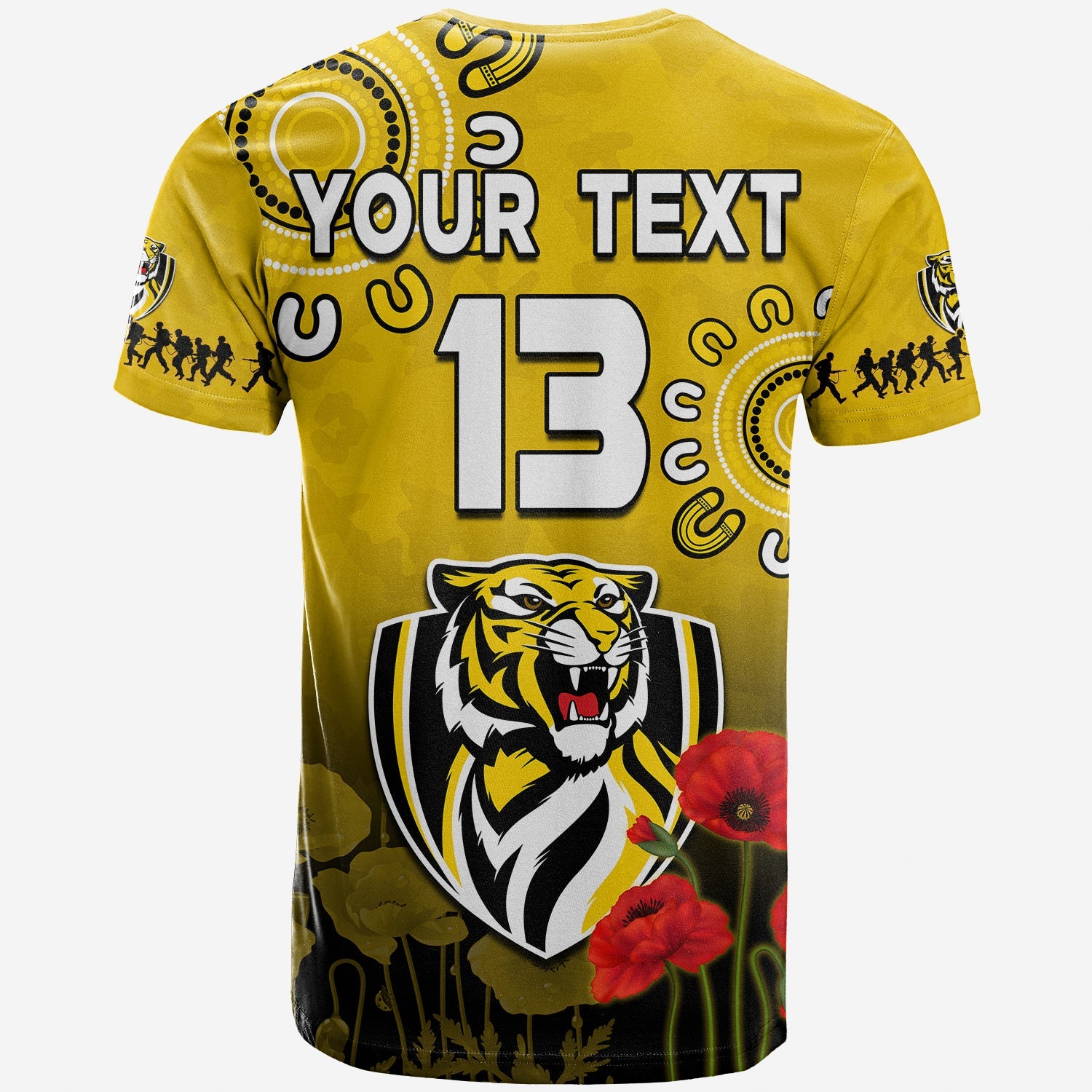 custom-text-and-number-richmond-anzac-2022-t-shirt-tigers-aboriginal-poppy