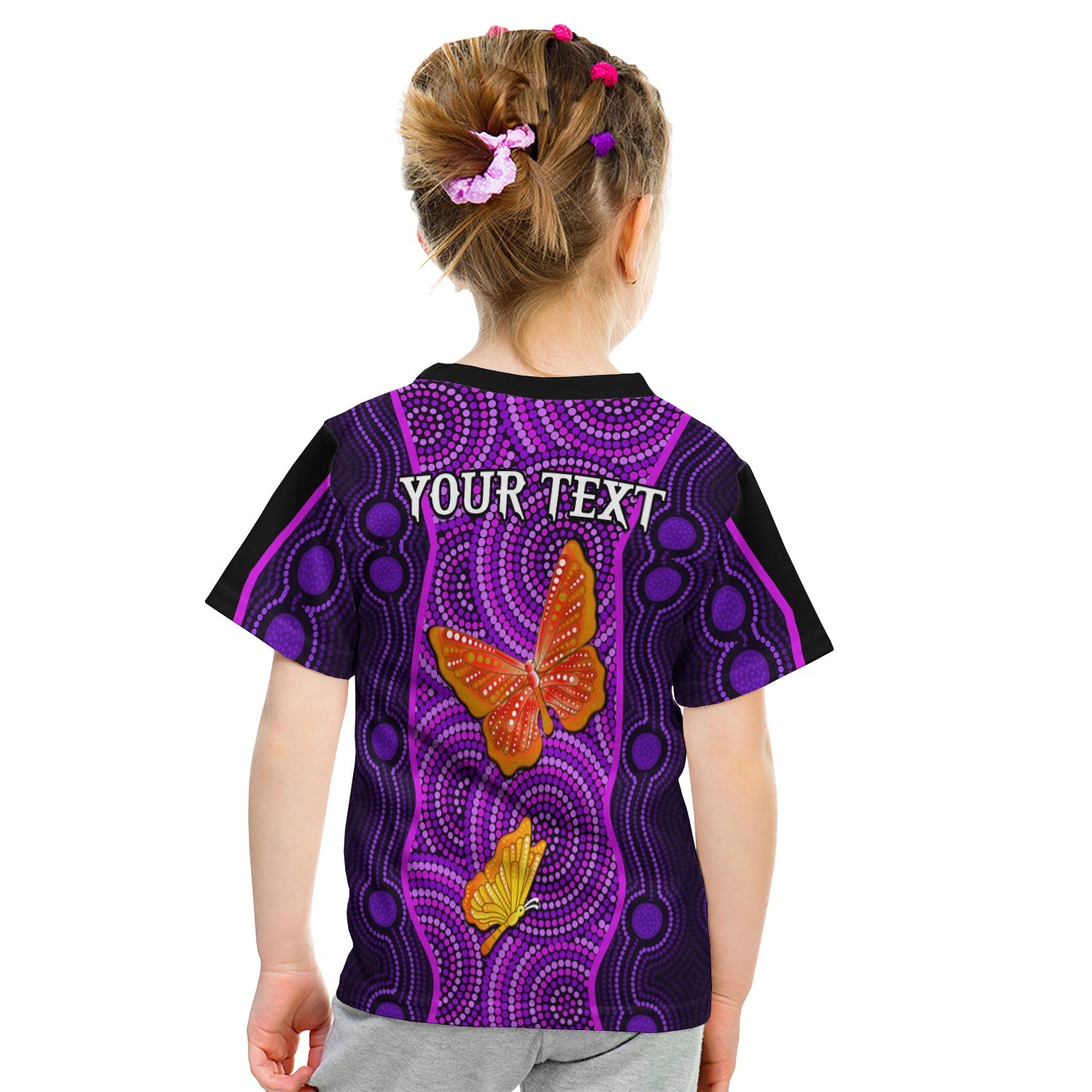 custom-personalised-aboriginal-dot-t-shirt-kid-butterfly-natural-beauty