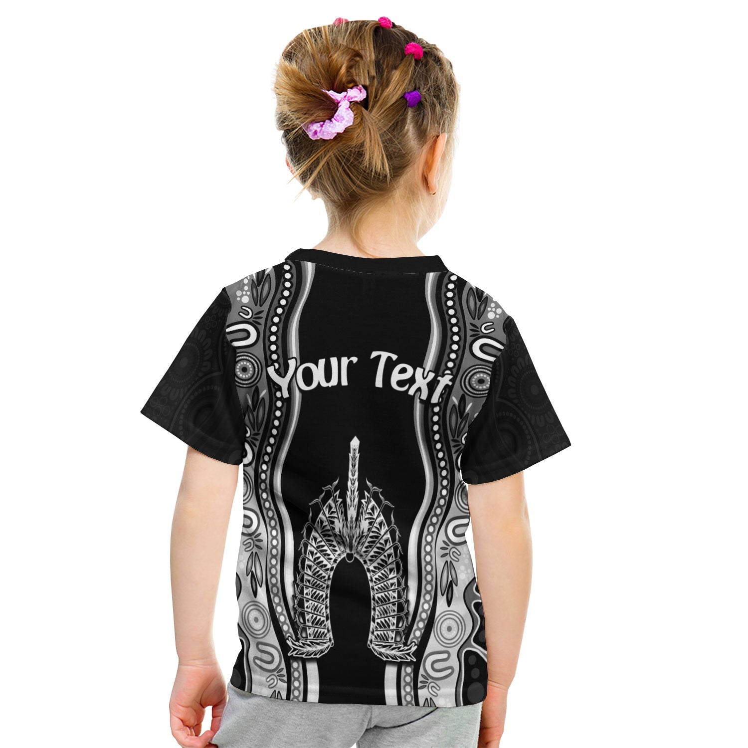 custom-personalised-torres-strait-islands-t-shirt-kid-the-dhari-mix-aboriginal-turtle-version-black