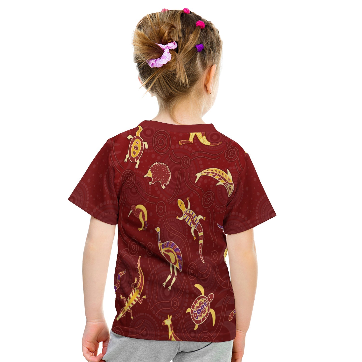 aboriginal-art-t-shirt-kid-animals-australia-version-maroon