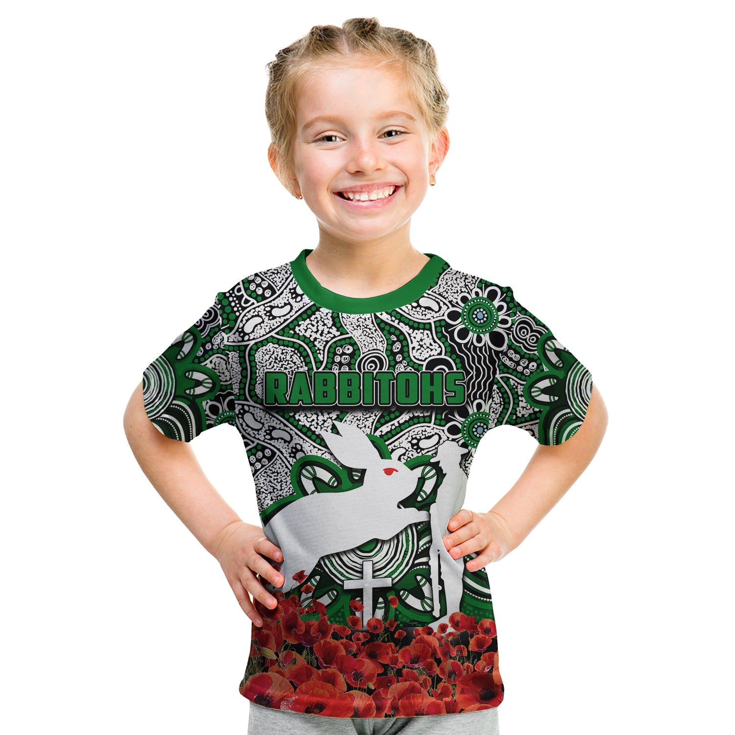 rabbitohs-t-shirt-kid-anzac-day-poppy-flowers-with-aboriginal