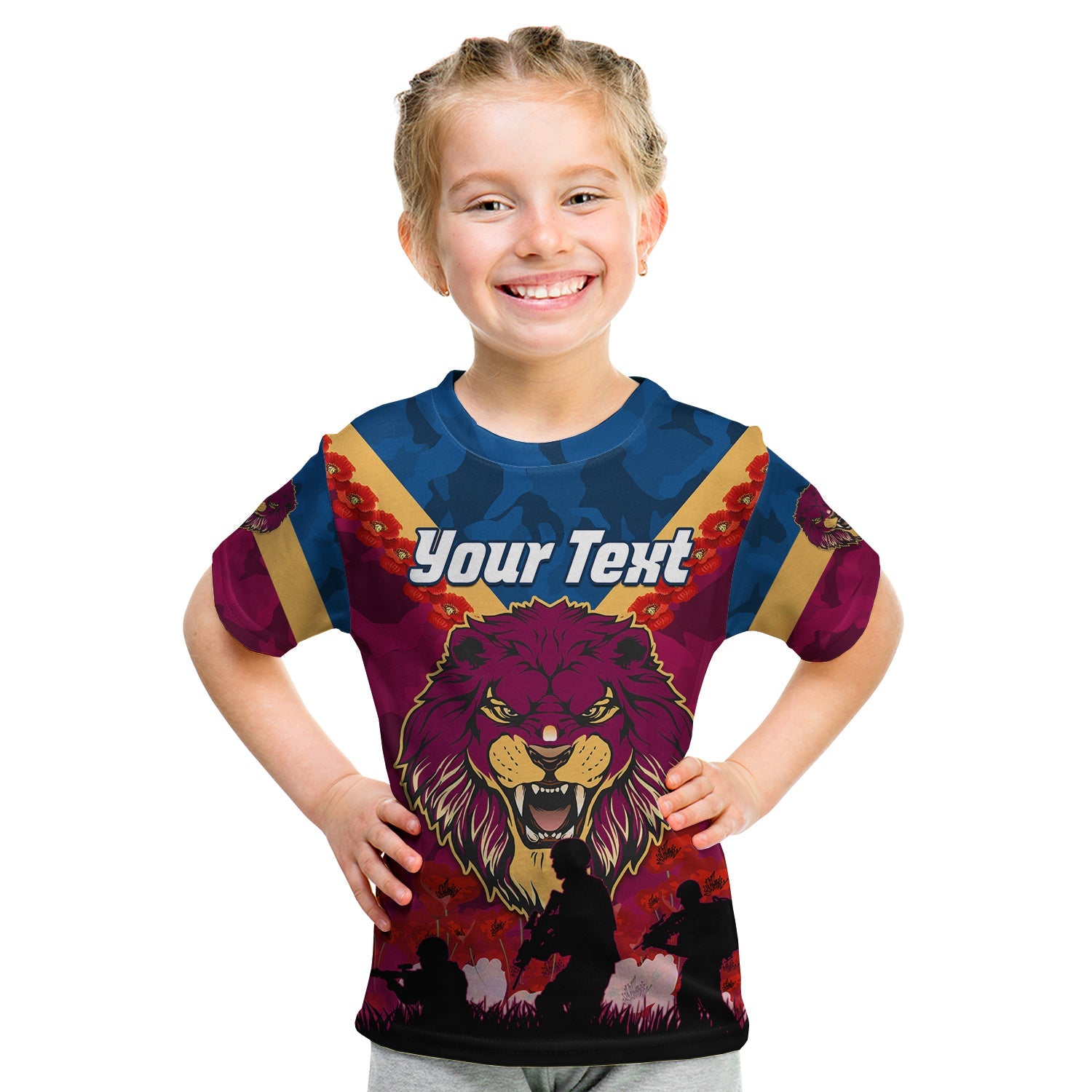 custom-personalised-lions-anzac-2022-t-shirt-brisbane-brissie-poppy-flowers