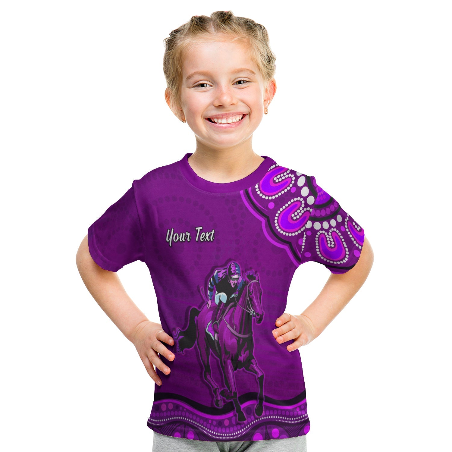 custom-personalised-launceston-cup-2022-t-shirt-kid-australia-aboriginal-purple-horse-lovers