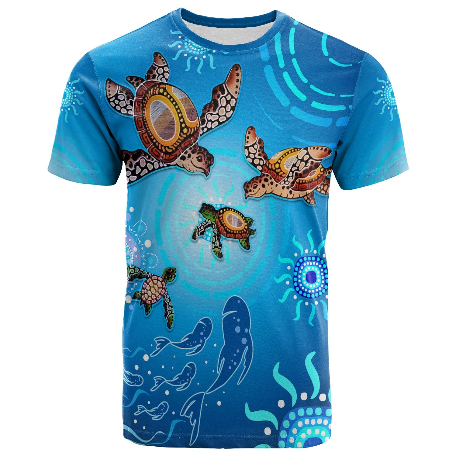 australian-aboriginal-t-shirt-happy-turtle-family-version-blue