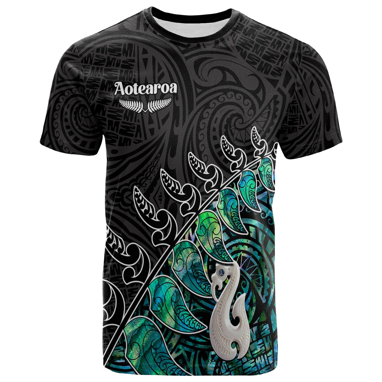 new-zealand-maori-t-shirt-fern-and-manaia-version-black