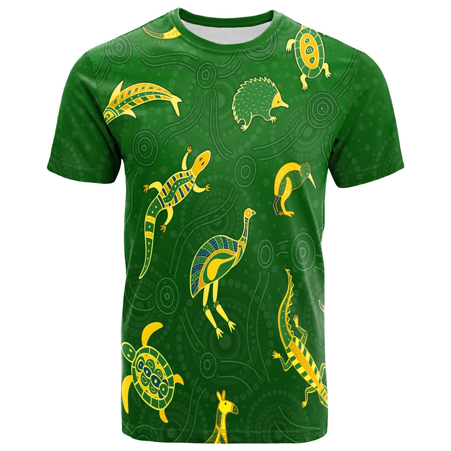 aboriginal-art-t-shirt-animals-australia-version-green