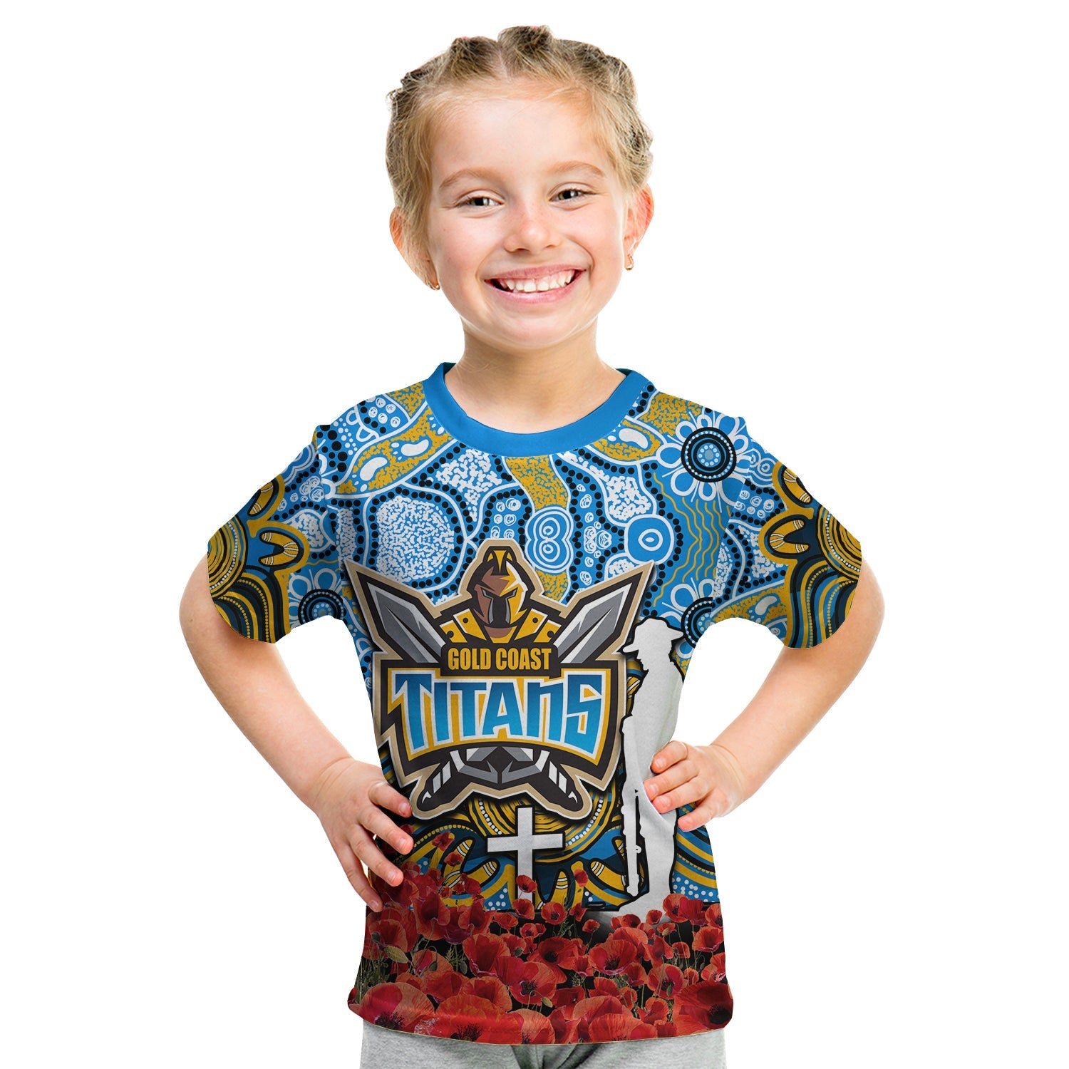 titans-t-shirt-kid-anzac-day-poppy-flowers-with-aboriginal