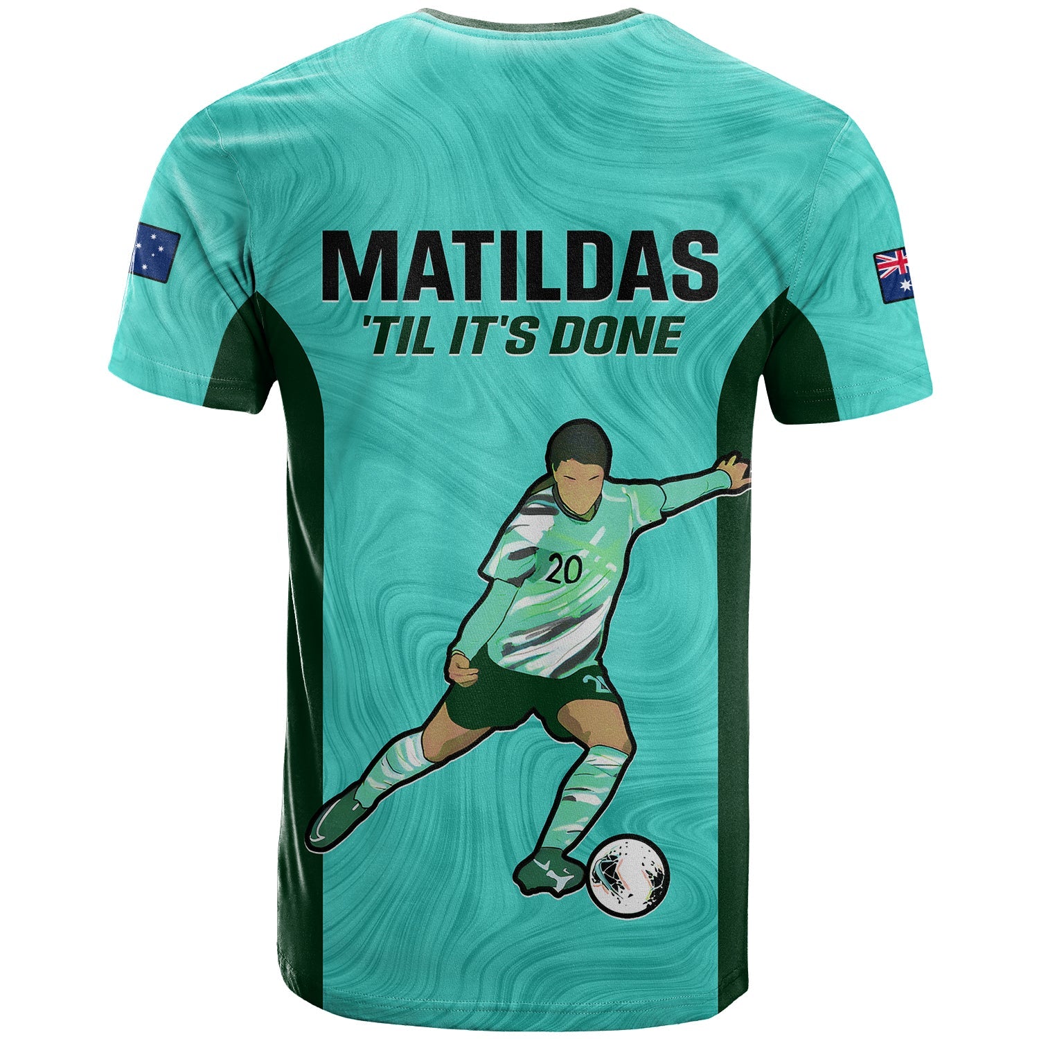 Australia Soccer T Shirt Sam Kerr Matildas World Cup Turquoise LT14