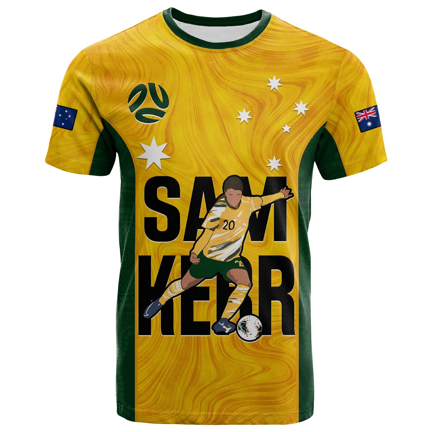 Custom Australia Soccer T Shirt Sam Kerr Matildas World Cup Yellow LT14