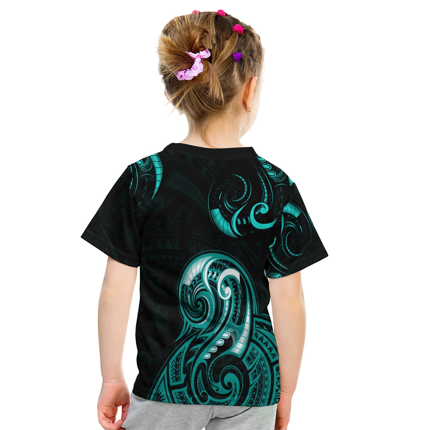 custom-personalised-aotearoa-fern-t-shirt-kid-maori-pattern-version-turquoise