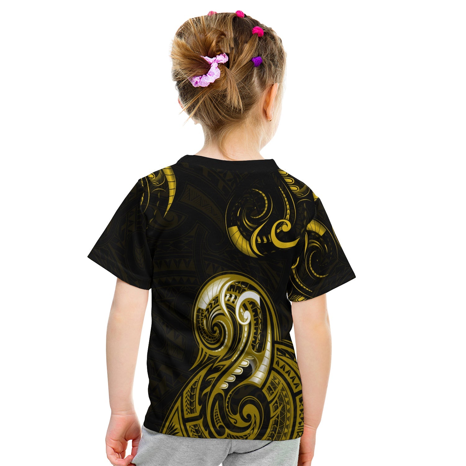 custom-personalised-aotearoa-fern-t-shirt-kid-maori-pattern-version-gold