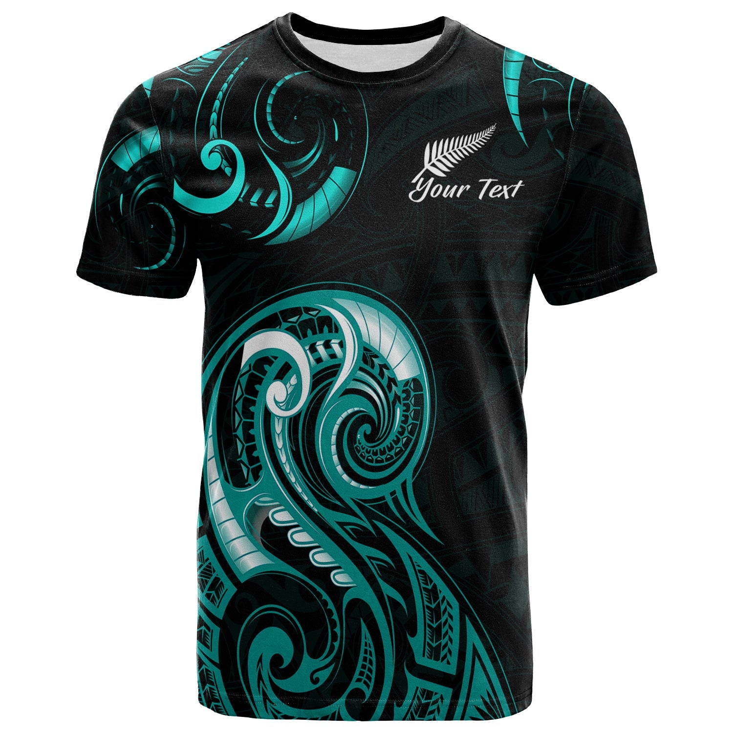 custom-personalised-aotearoa-fern-t-shirt-maori-pattern-version-turquoise