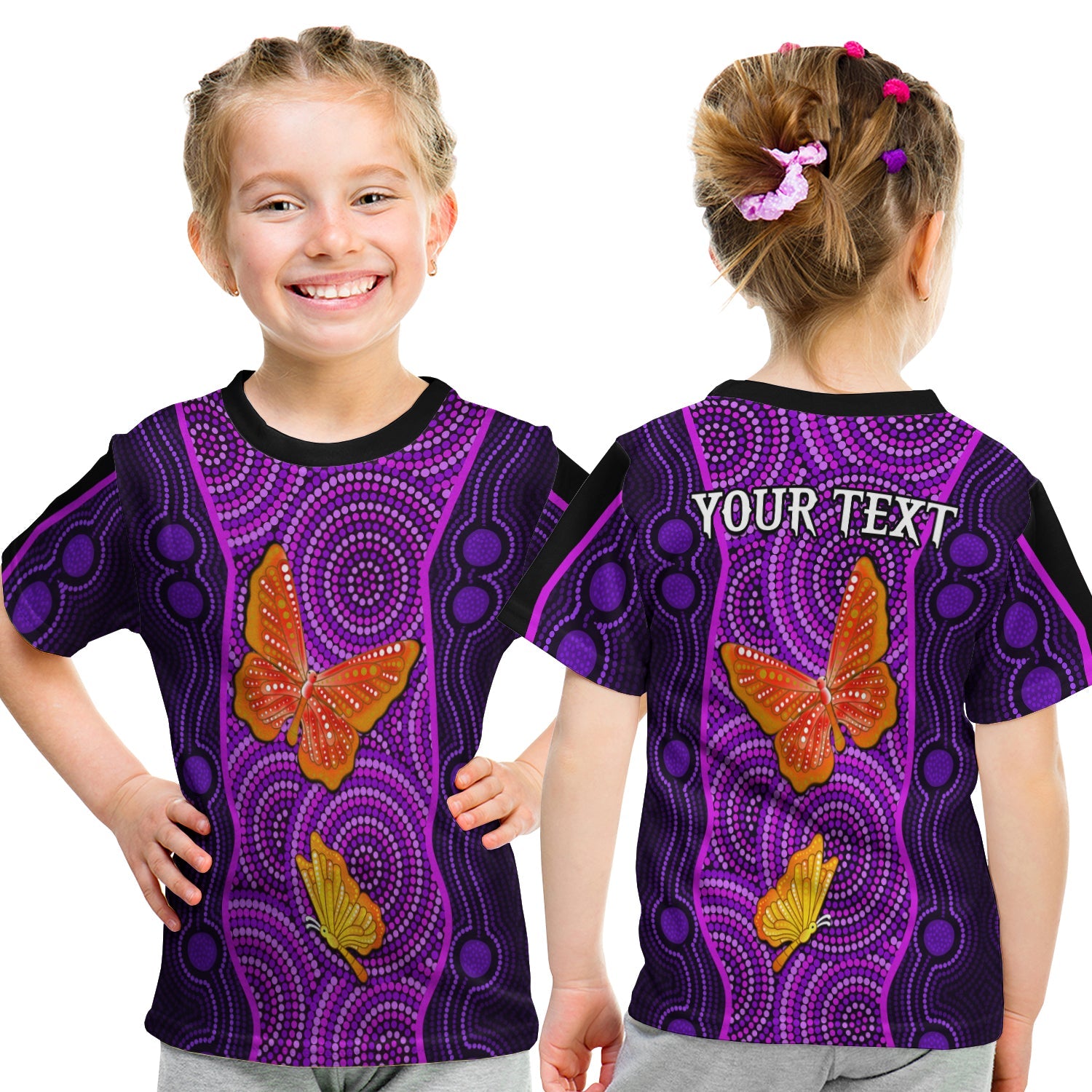 custom-personalised-aboriginal-dot-t-shirt-kid-butterfly-natural-beauty