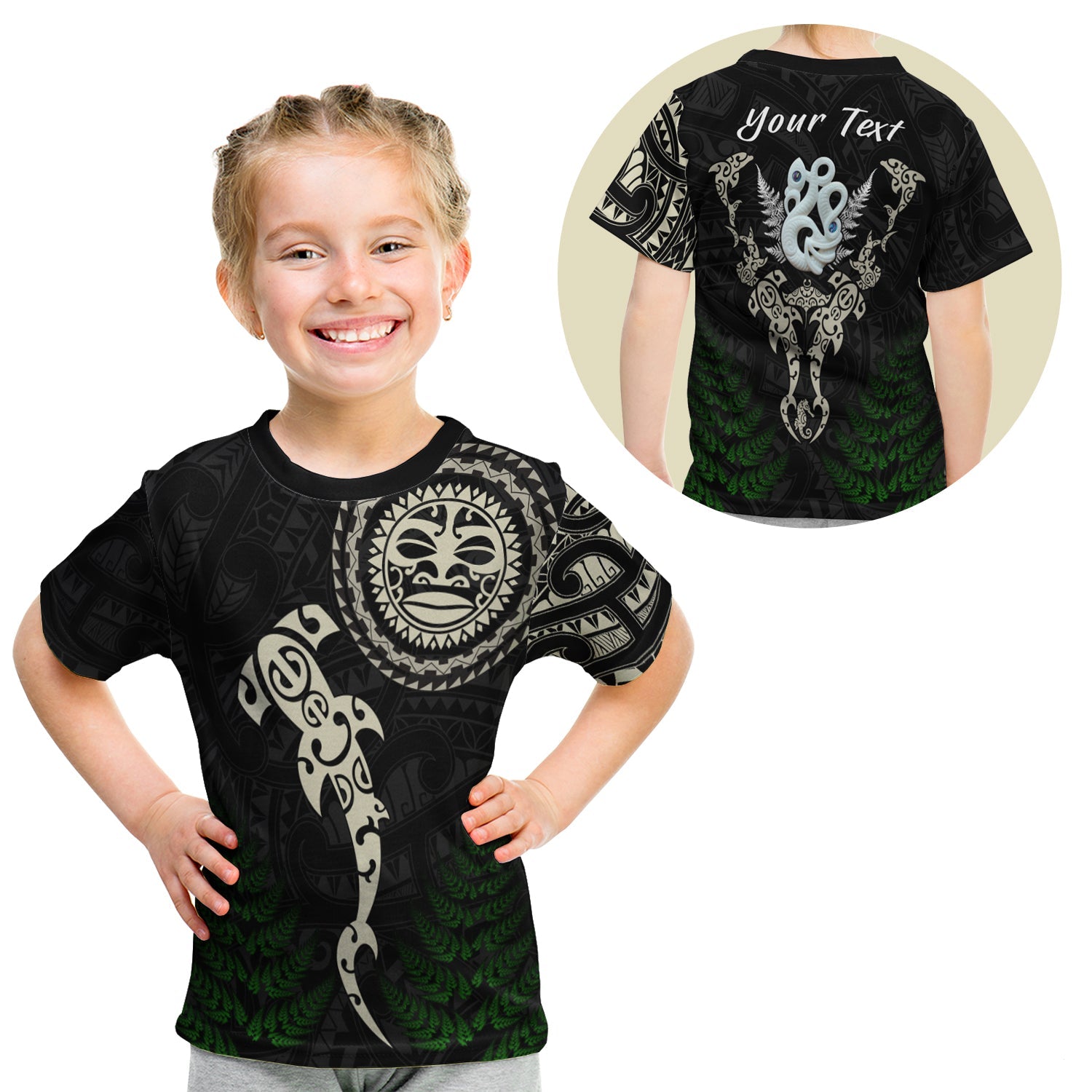 custom-personalised-aotearoa-fern-t-shirt-kid-maori-manaia-and-fish