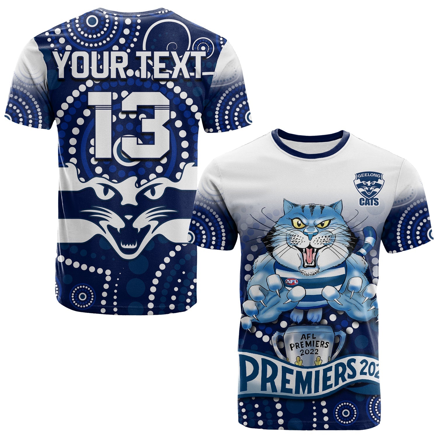 custom-text-and-number-cats-football-t-shirt-aboriginal-australian-premiers-2022-proud-geelong-cartoon