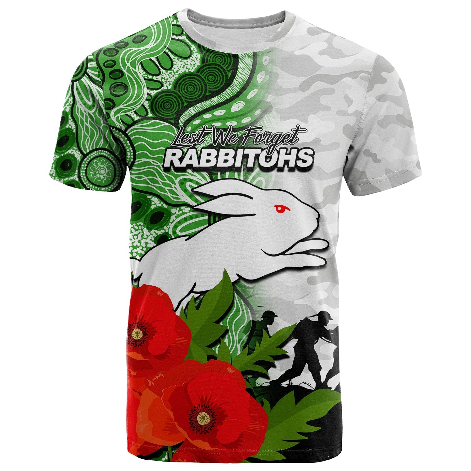 custom-personalisedrabbitohs-anzac-day-aboriginal-mix-army-patterns-t-shirt