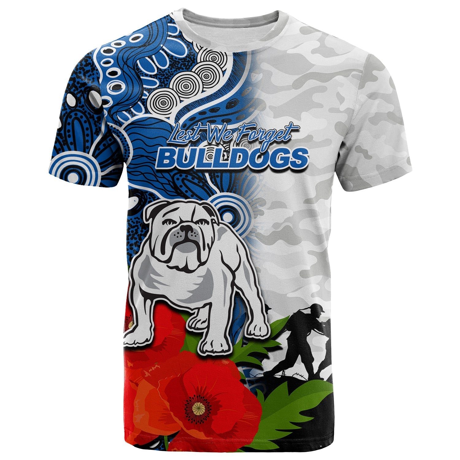 custom-personalisedbulldogs-anzac-day-aboriginal-mix-army-patterns-t-shirt-1