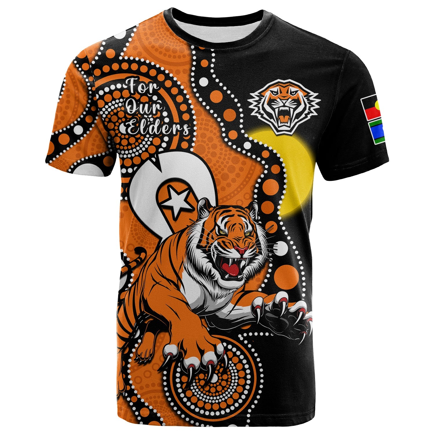 wests-tigers-rugby-naidoc-2023-t-shirt-for-our-elders-indigenous-art