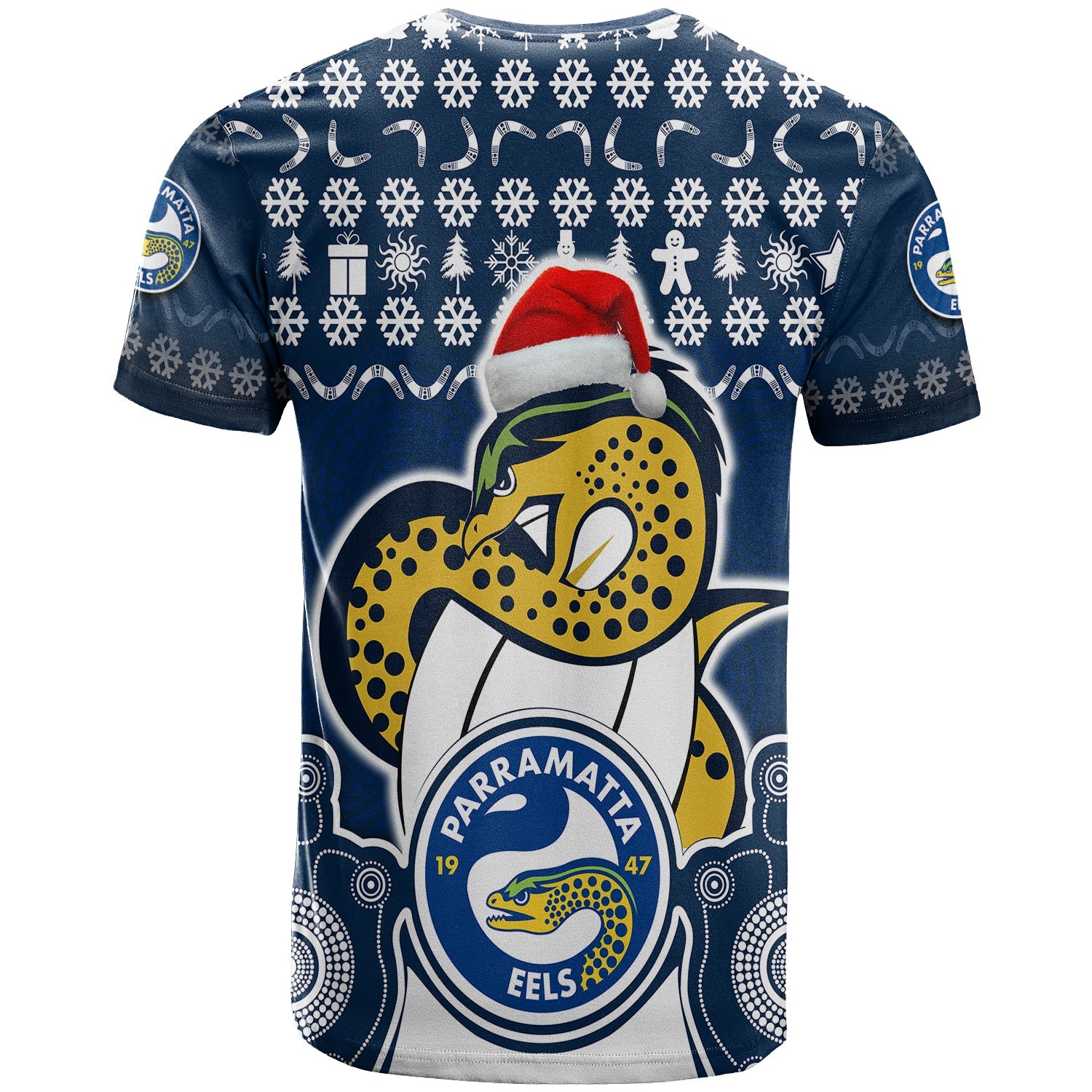 parramatta-eels-christmas-vibe-with-aboriginal-dot-panting-style-t-shirt