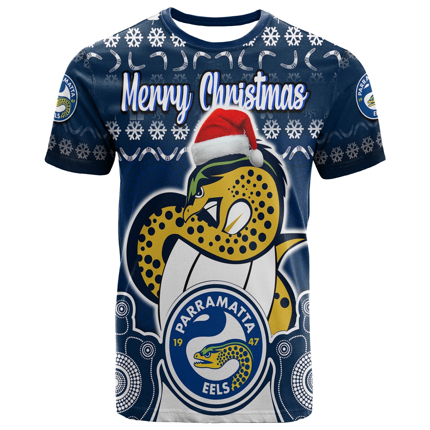 parramatta-eels-christmas-vibe-with-aboriginal-dot-panting-style-t-shirt