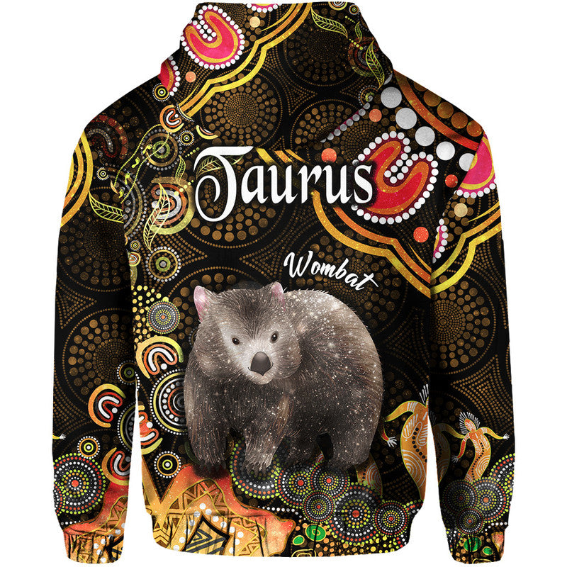 australian-astrology-zip-up-and-pullover-hoodie-taurus-wombat-zodiac-aboriginal-vibes-gold