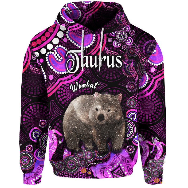 custom-personalised-australian-astrology-zip-up-and-pullover-hoodie-taurus-wombat-zodiac-aboriginal-vibes-pink