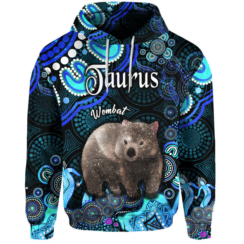 custom-personalised-australian-astrology-zip-up-and-pullover-hoodie-taurus-wombat-zodiac-aboriginal-vibes-blue