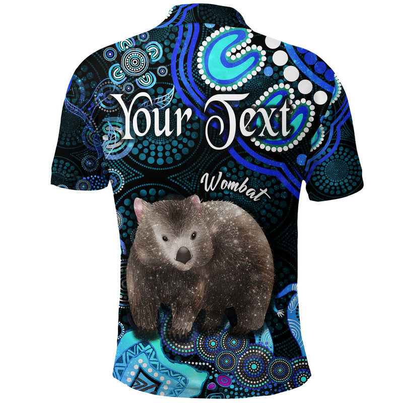 custom-personalised-australian-astrology-polo-shirt-taurus-wombat-zodiac-aboriginal-vibes-blue