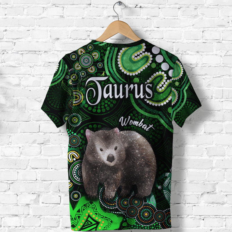 australian-astrology-t-shirt-taurus-wombat-zodiac-aboriginal-vibes-green