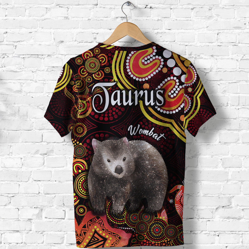 australian-astrology-t-shirt-taurus-wombat-zodiac-aboriginal-vibes-red