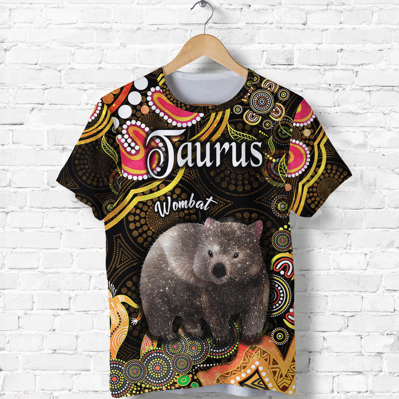 australian-astrology-t-shirt-taurus-wombat-zodiac-aboriginal-vibes-gold