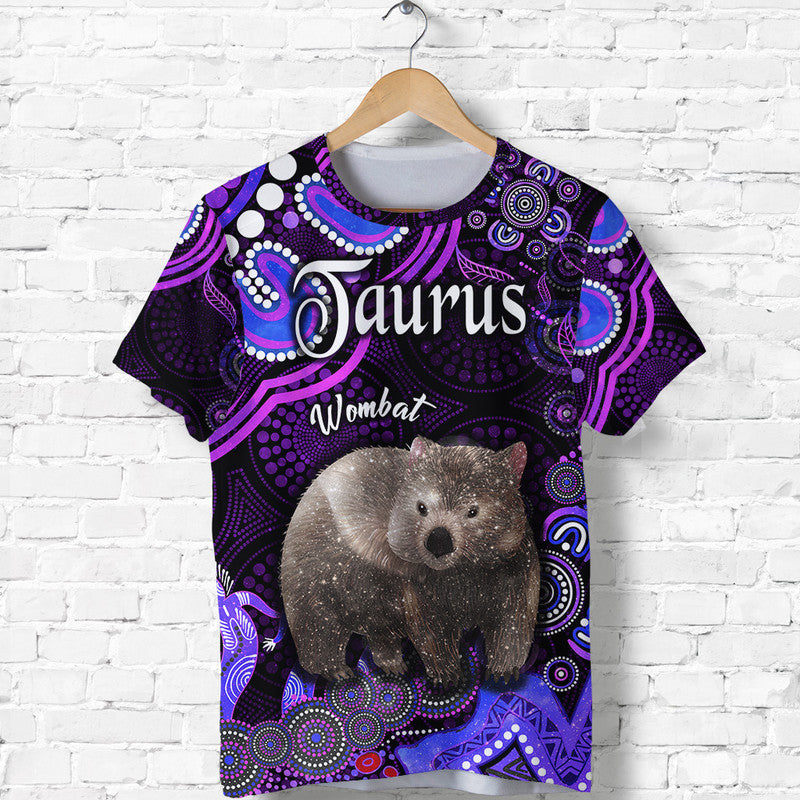 australian-astrology-t-shirt-taurus-wombat-zodiac-aboriginal-vibes-purple