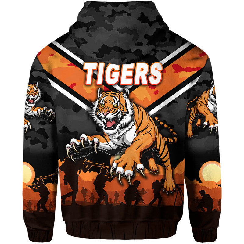 Wests Tigers ANZAC 2022 Zip Up And Pullover Hoodie Simple Style LT8