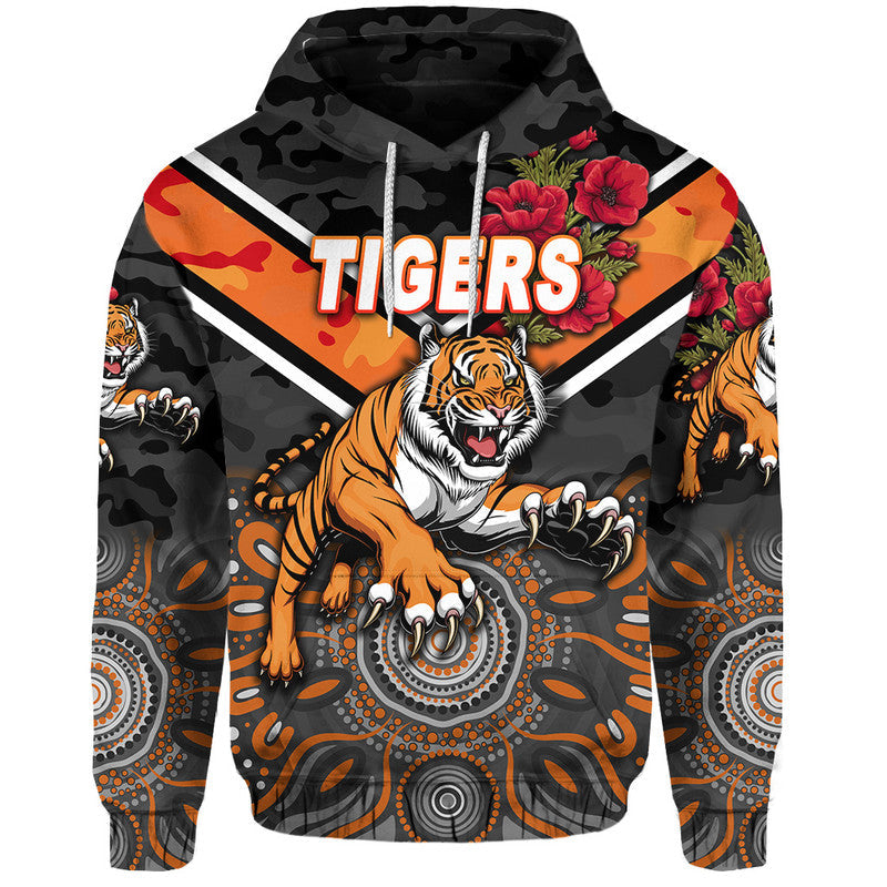 Wests Tigers ANZAC 2022 Zip Up And Pullover Hoodie Indigenous Vibes LT8