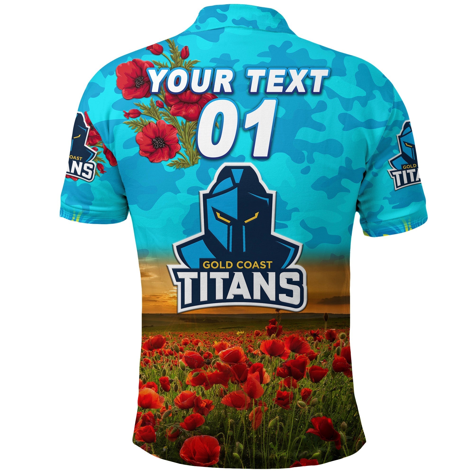 custom-personalised-gold-coast-titans-anzac-2022-polo-shirt-poppy-flowers-vibes