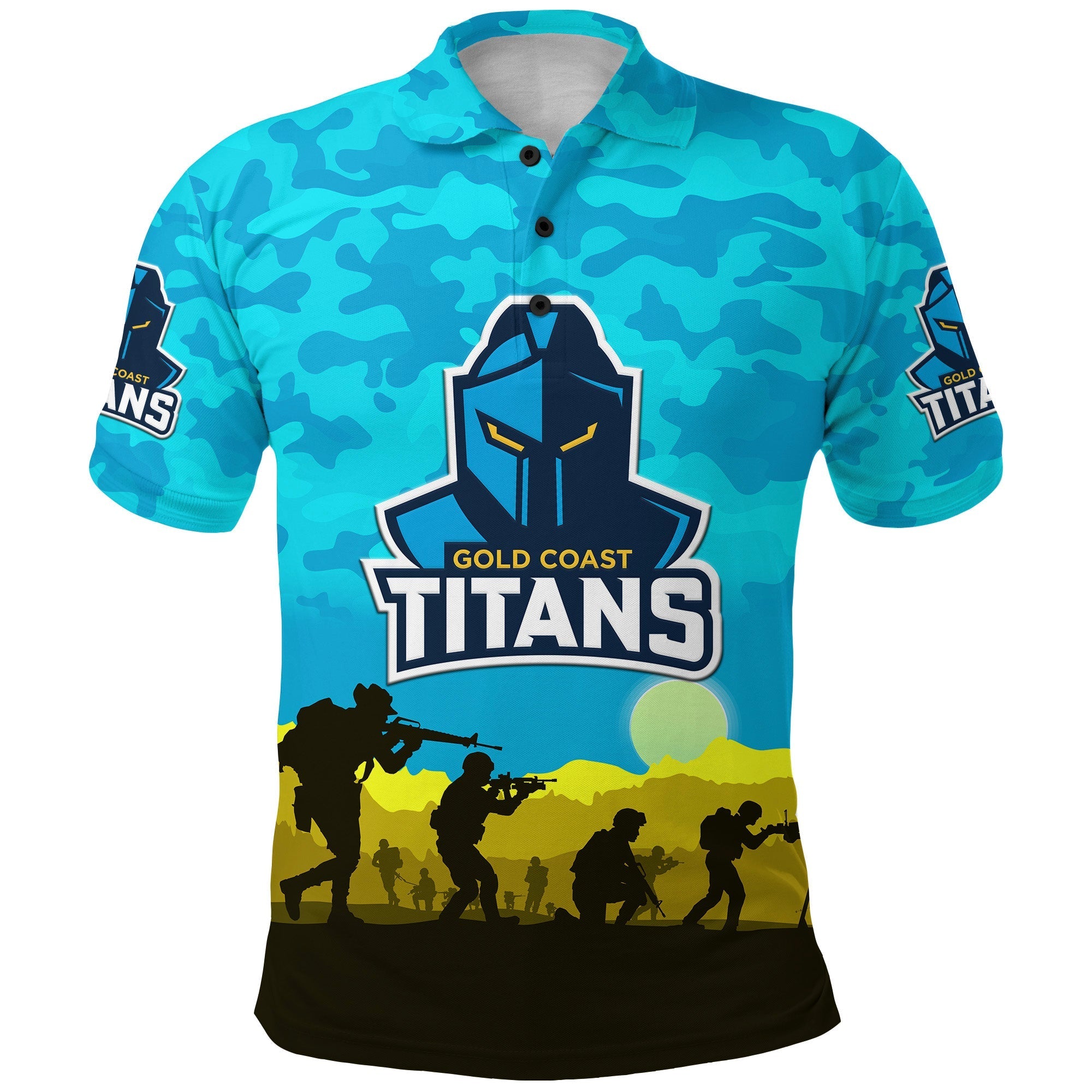 custom-personalised-gold-coast-titans-anzac-2022-polo-shirt-simple-style