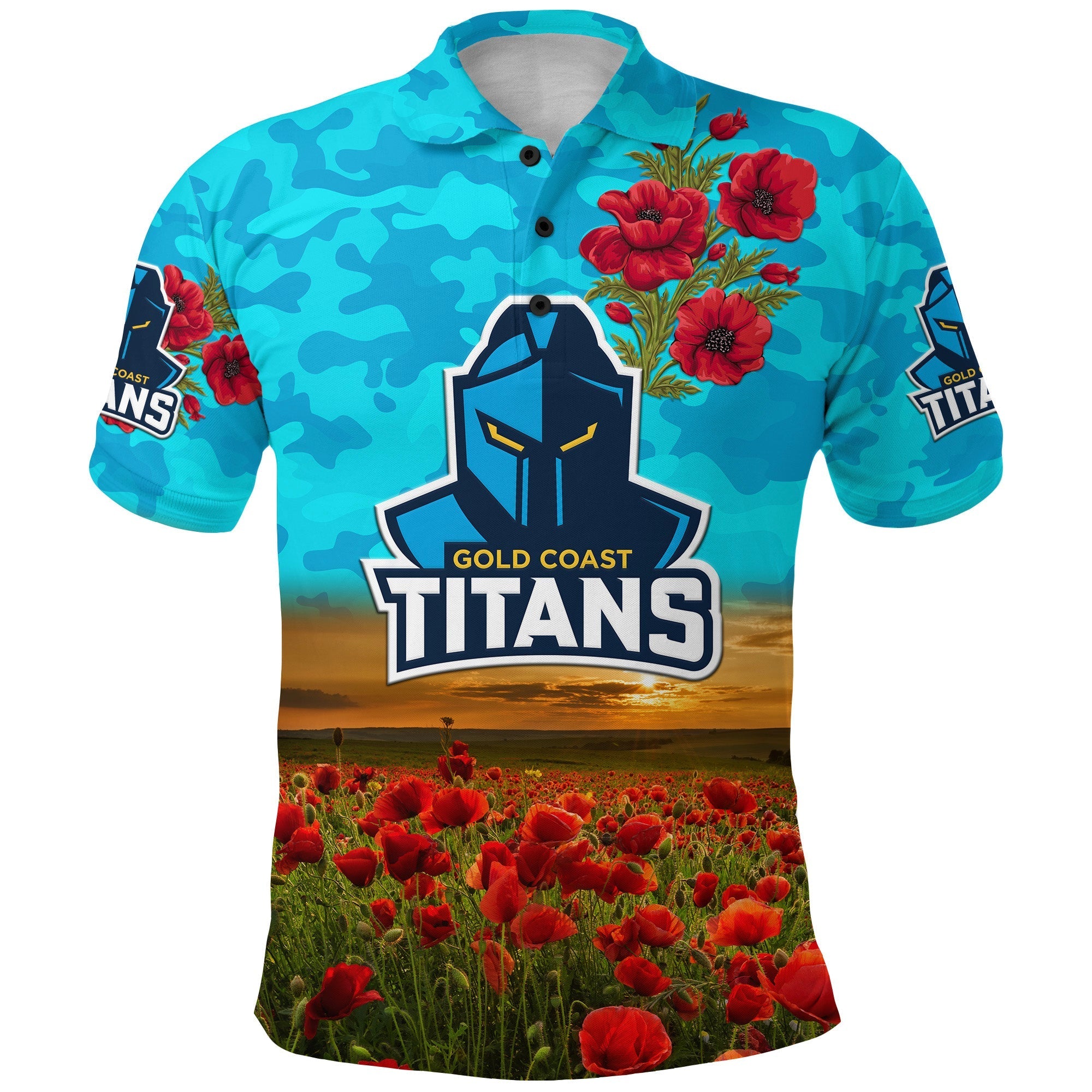 gold-coast-titans-anzac-2022-polo-shirt-poppy-flowers-vibes