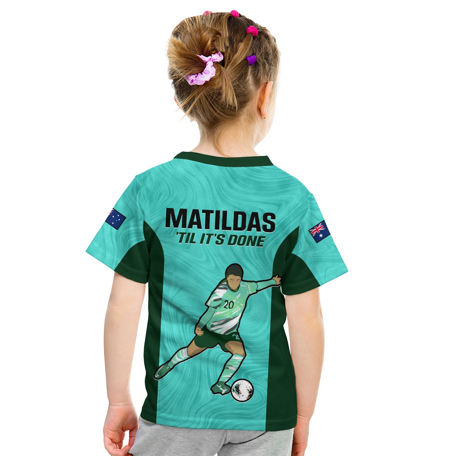 Australia Soccer T Shirt Sam Kerr Matildas World Cup Turquoise LT14