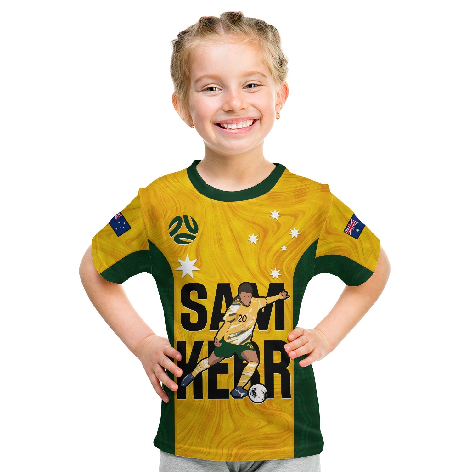 Australia Soccer T Shirt Sam Kerr Matildas World Cup Yellow LT14