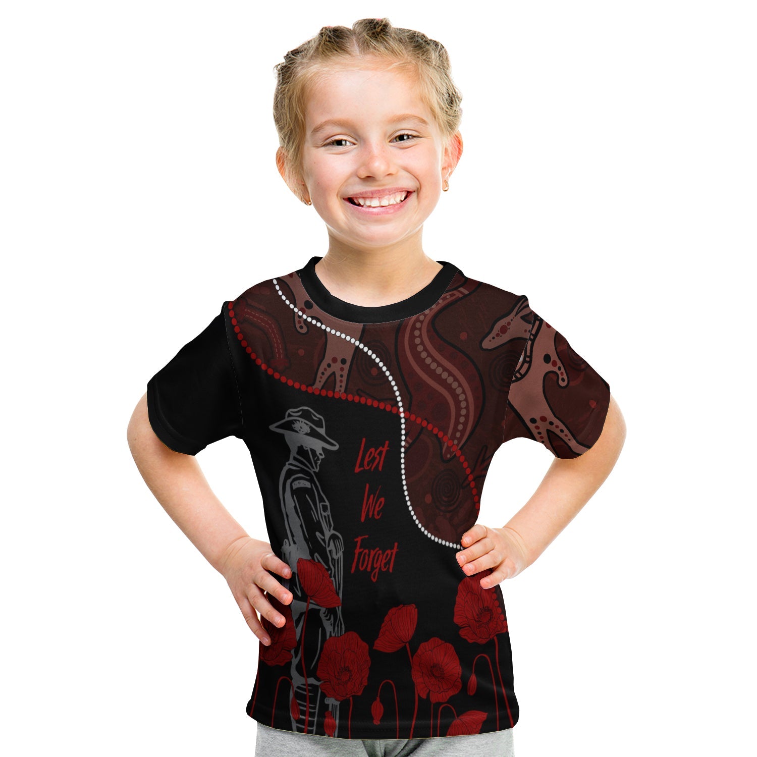 australia-anzac-day-kid-t-shirt-aboriginal-art-with-poppies