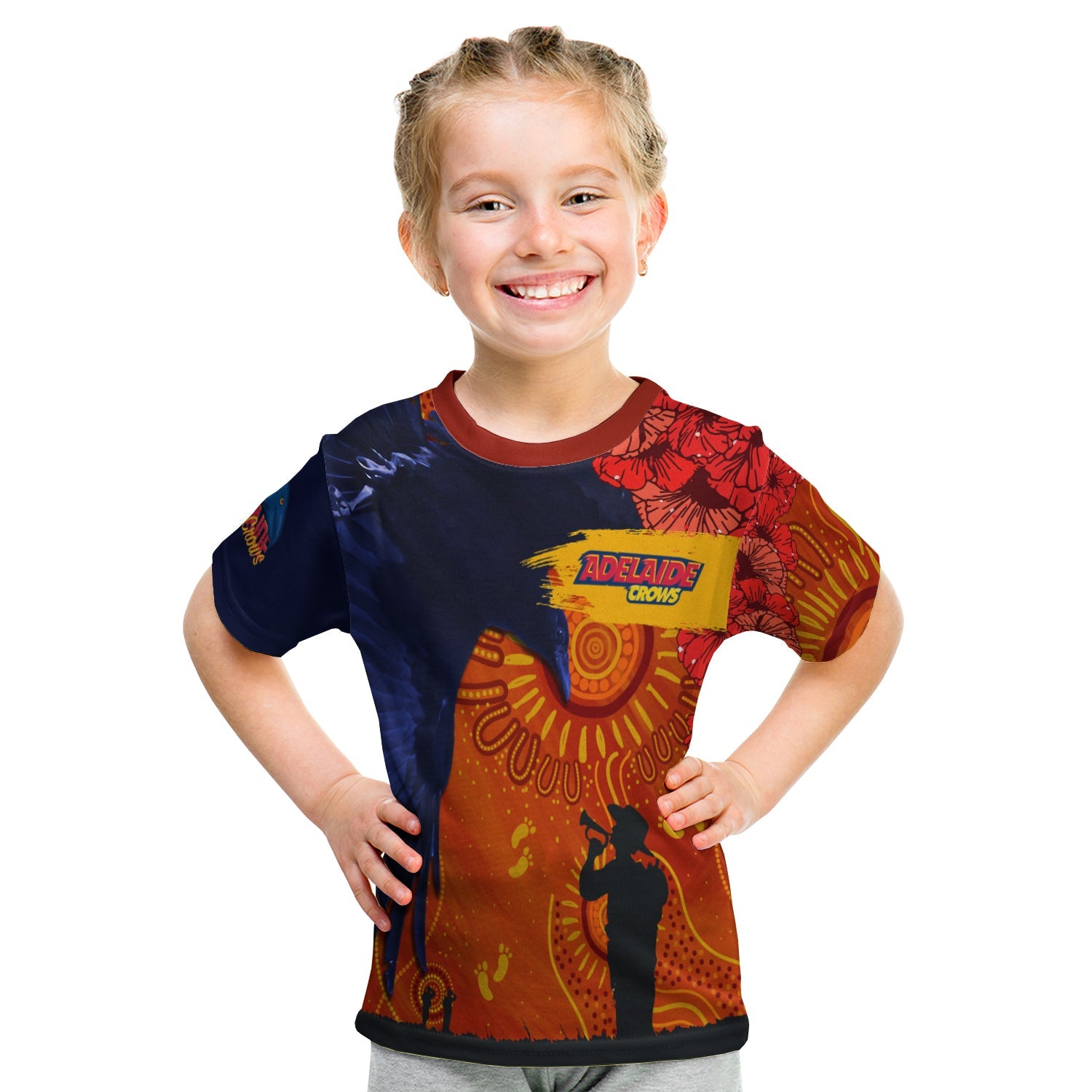 custom-personalised-adelaide-crows-indigenous-anzac-day-kid-t-shirt-we-will-remember