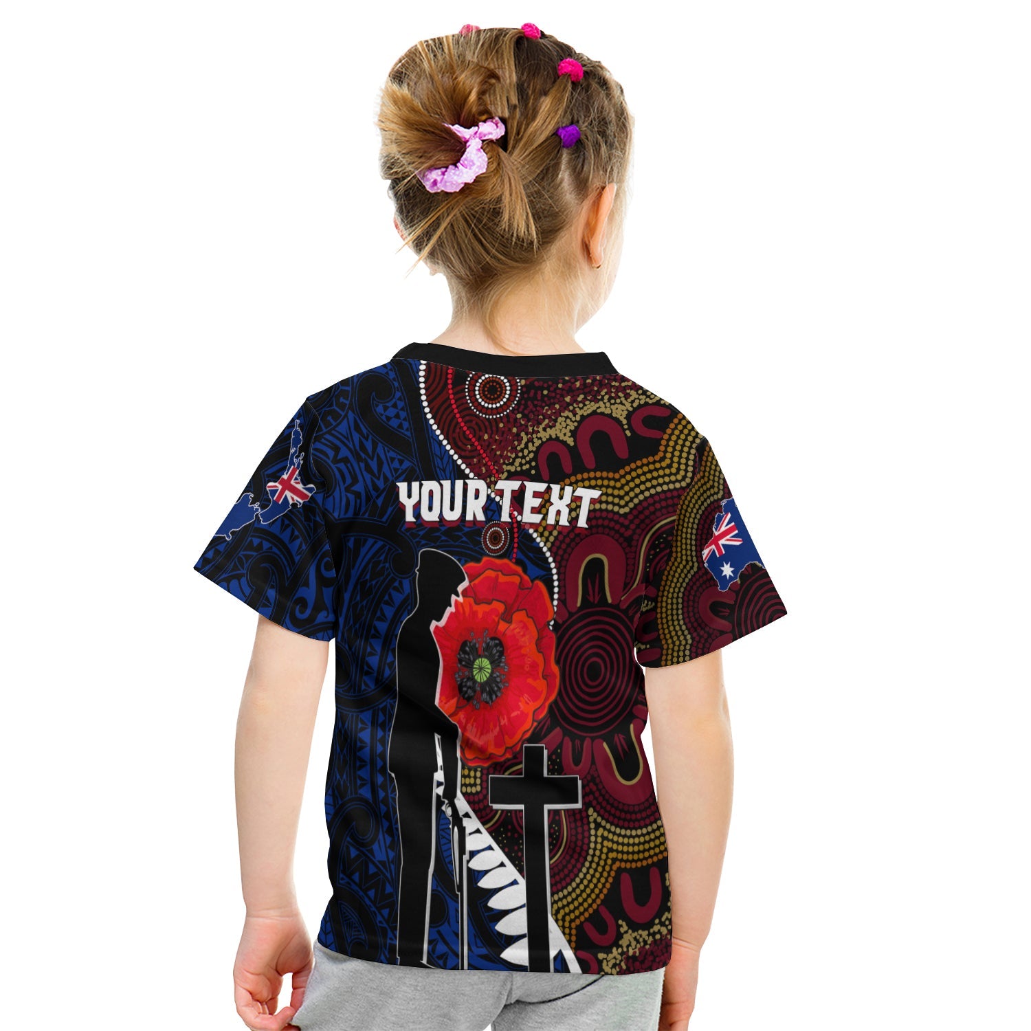 custom-personalised-aboriginal-mix-maori-anzac-day-kid-t-shirt-lest-we-forget