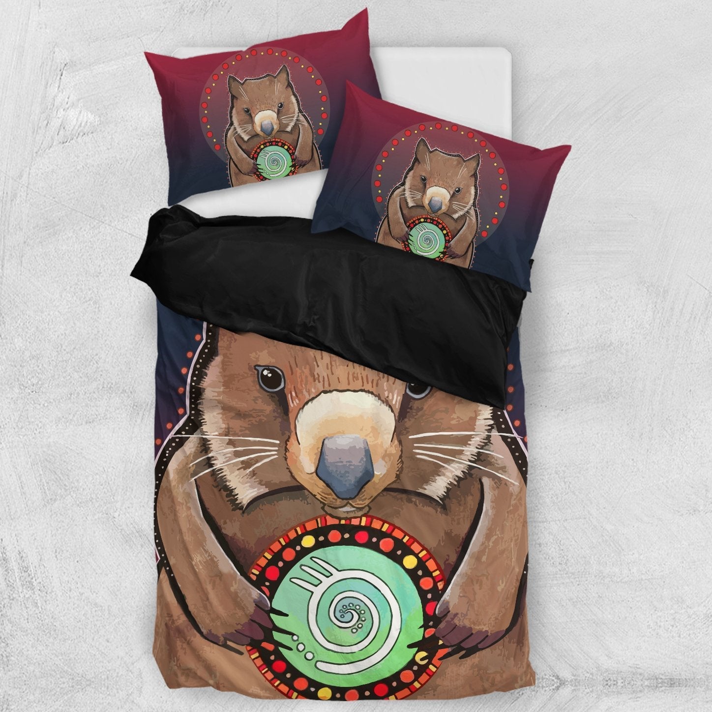 aboriginal-bedding-sets-wombat-circle-patterns-drawing-painting