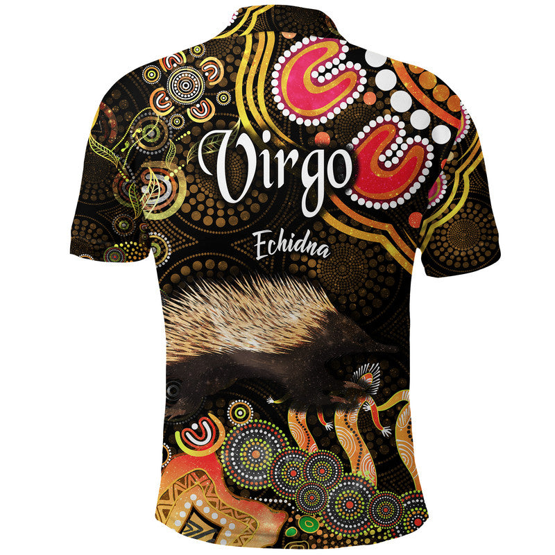 australian-astrology-polo-shirt-virgo-echidna-zodiac-aboriginal-vibes-gold