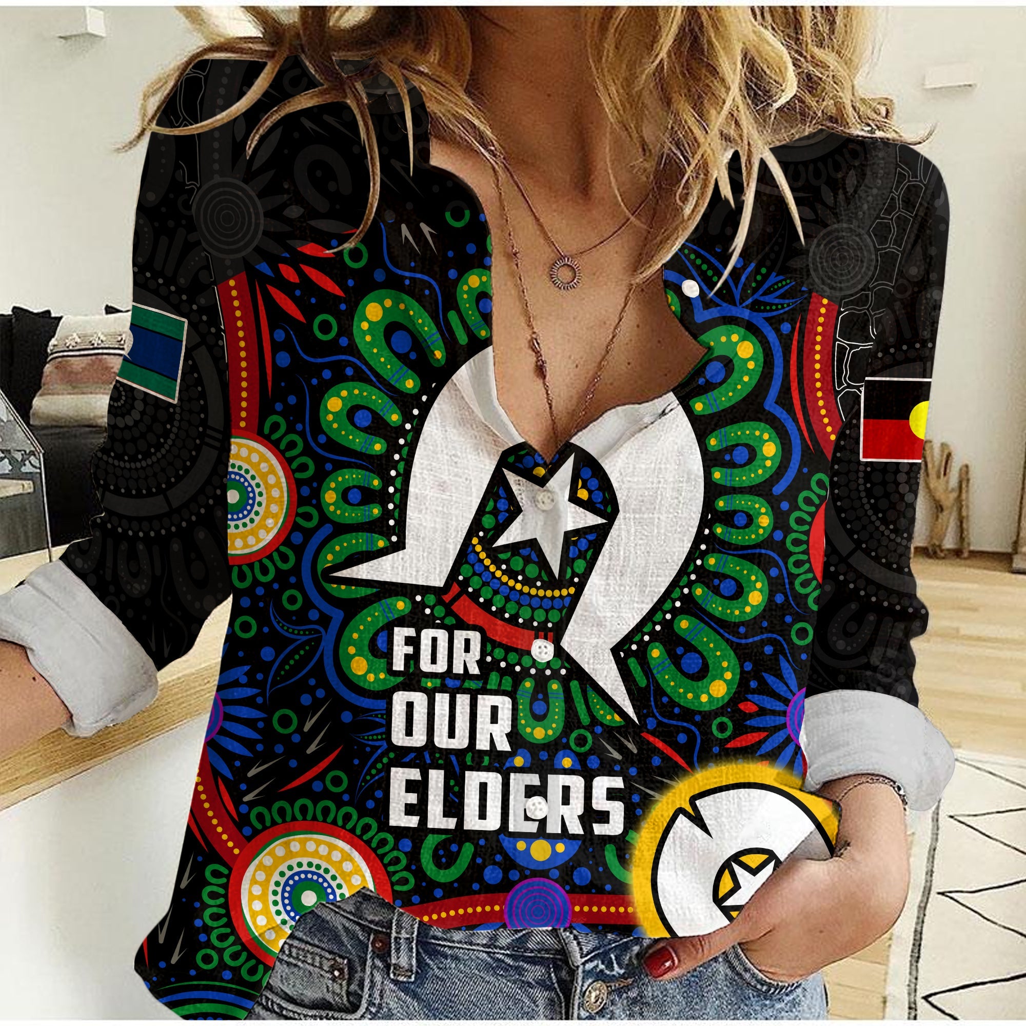 custom-personalised-australia-naidoc-week-2023-women-casual-shirt-aboriginal-for-our-elders