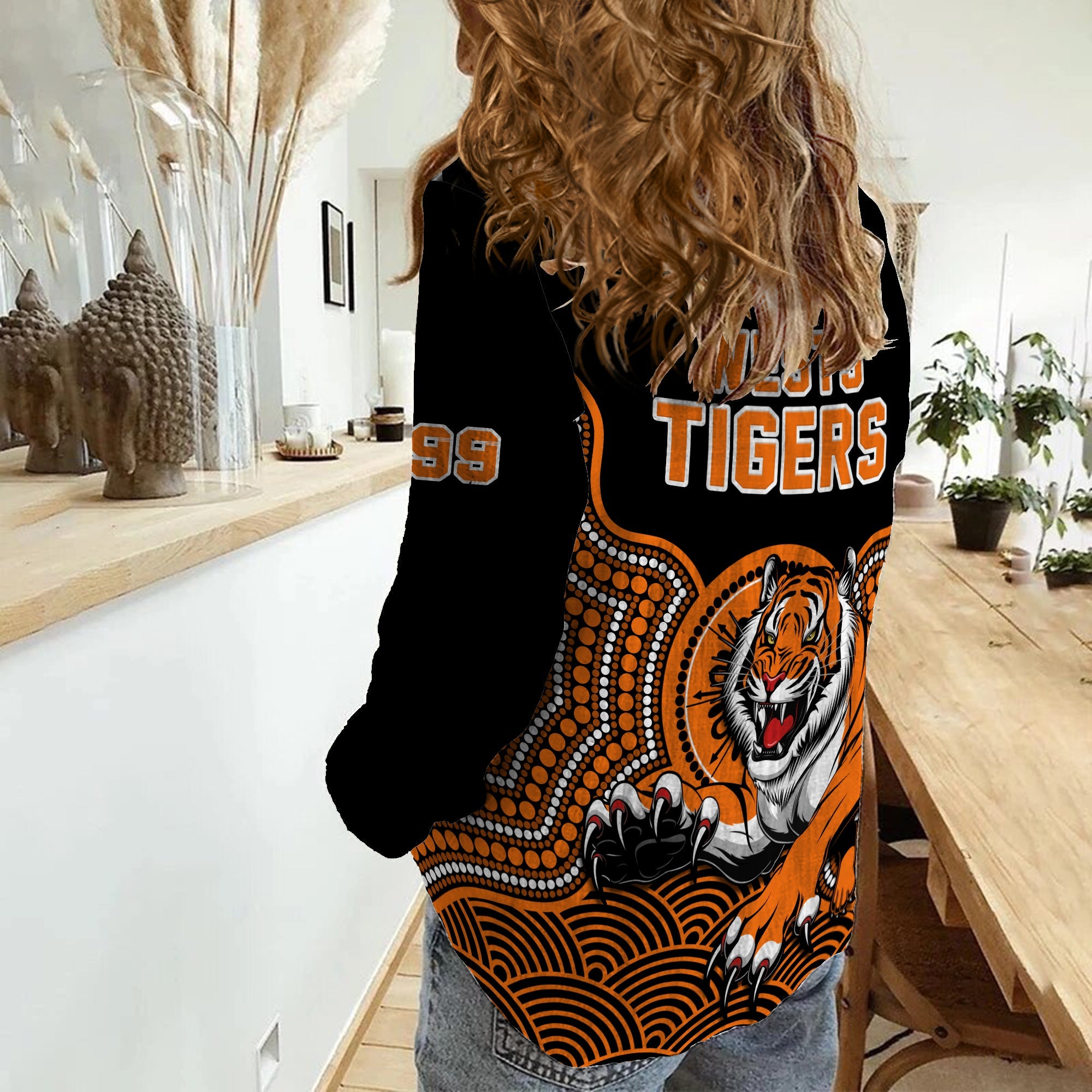 wests-tigers-rugby-women-casual-shirt-indigenous-black-artsy