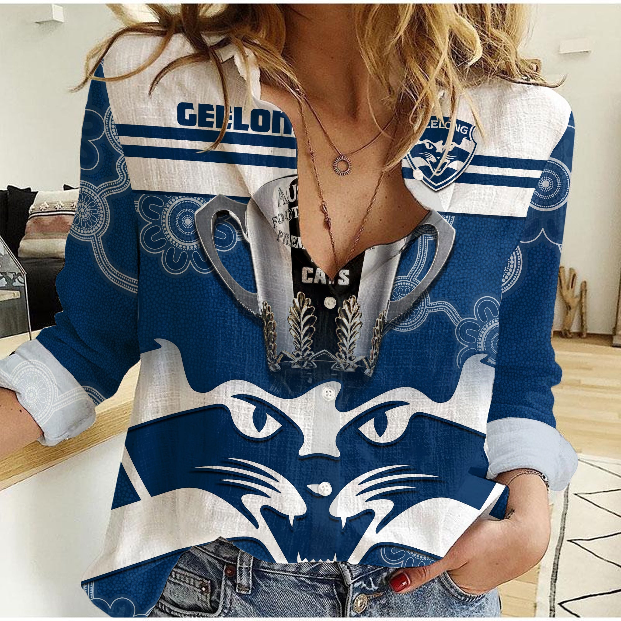 custom-personalised-cats-football-women-casual-shirt-geelong-premiers-2022-aboriginal