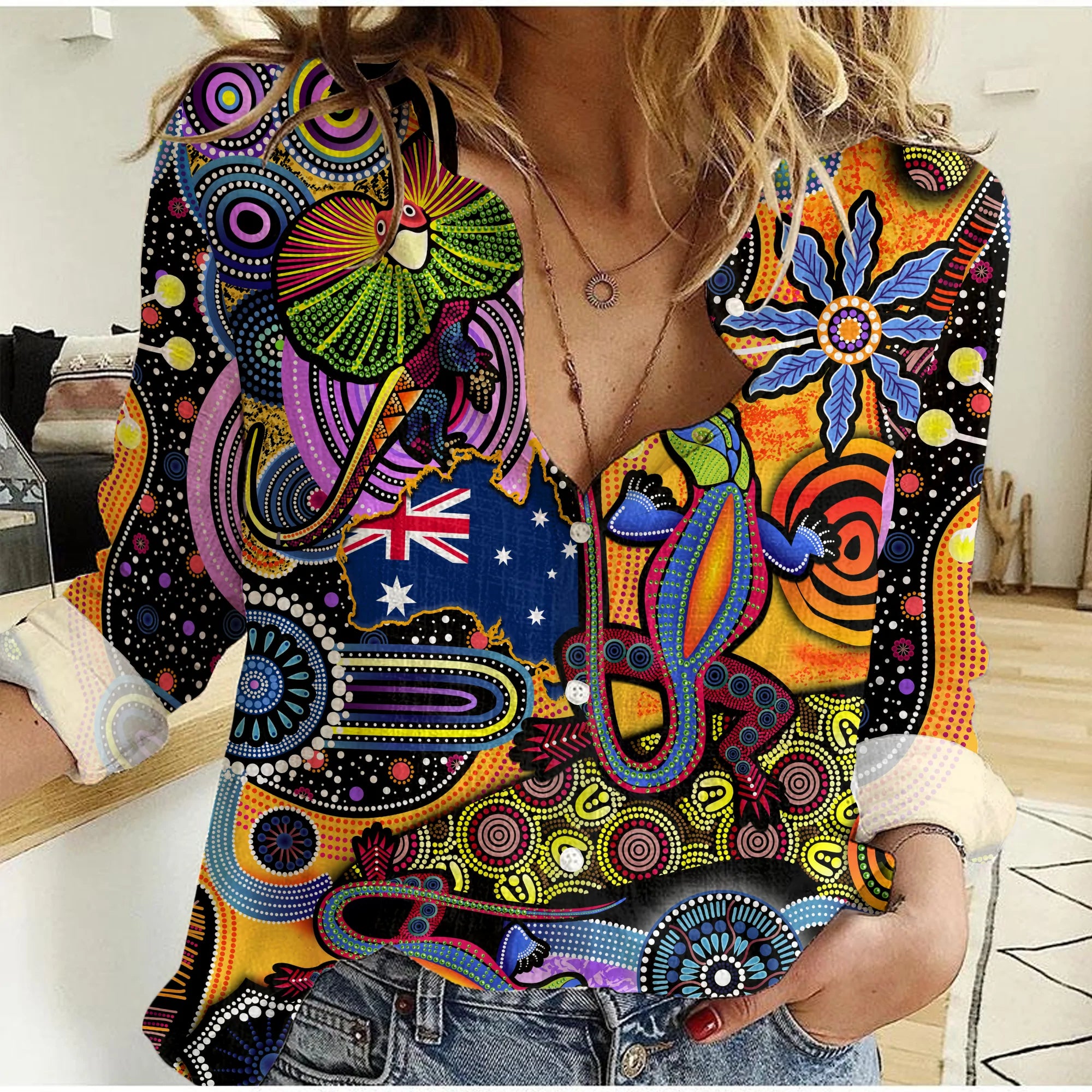 custom-personalised-australia-women-casual-shirt-indigenous-animal-artsy