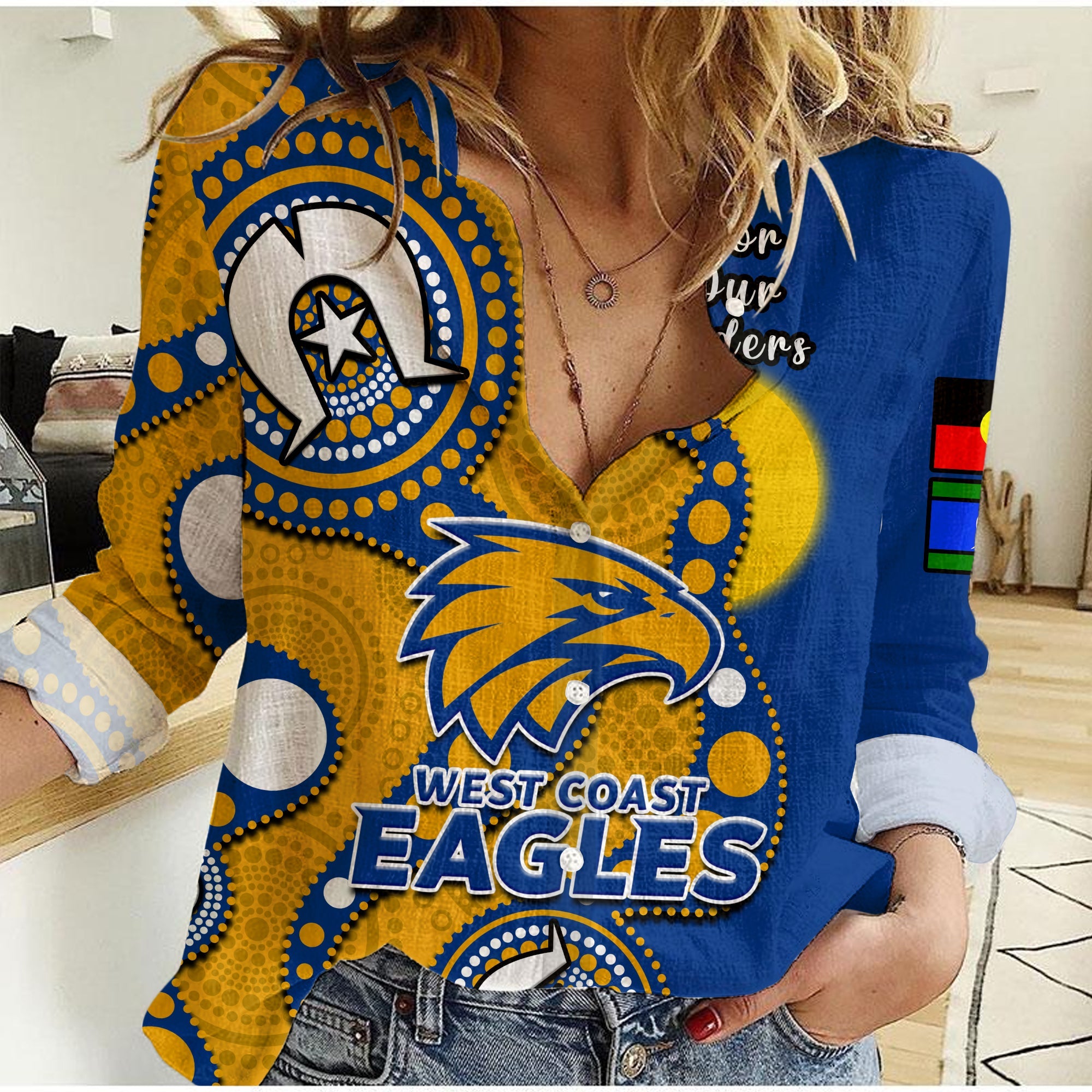 west-coast-eagles-football-naidoc-2023-women-casual-shirt-indigenous-for-our-elders